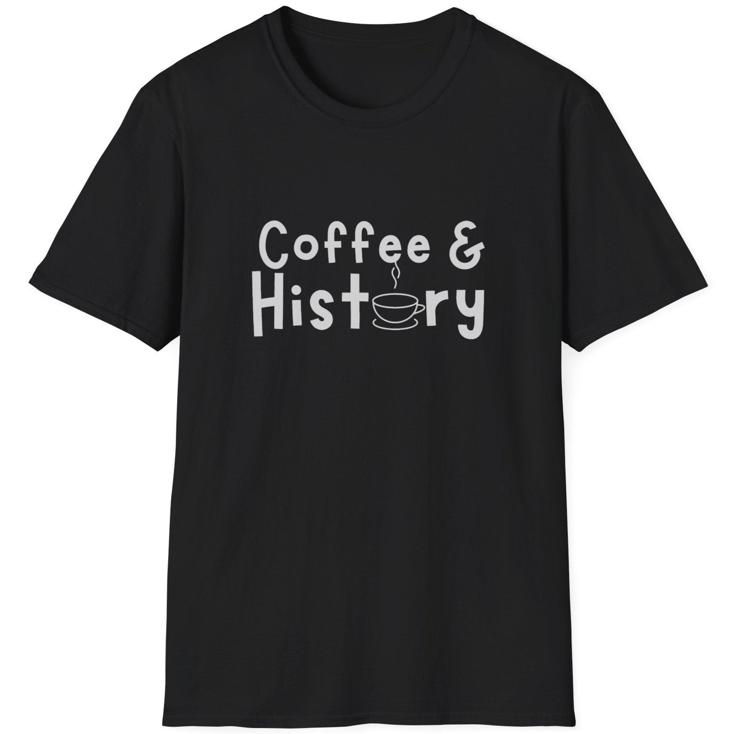 White T-Shirt with the text "Coffee & History".