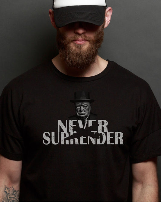 Classic Churchill Never Surrender History T-Shirt