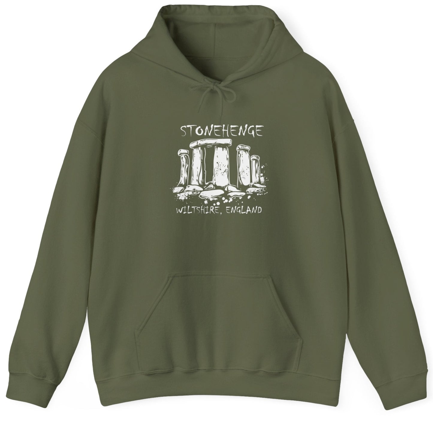 Green Hoodie with the text "Stonehenge" and a image of Stonehenge.