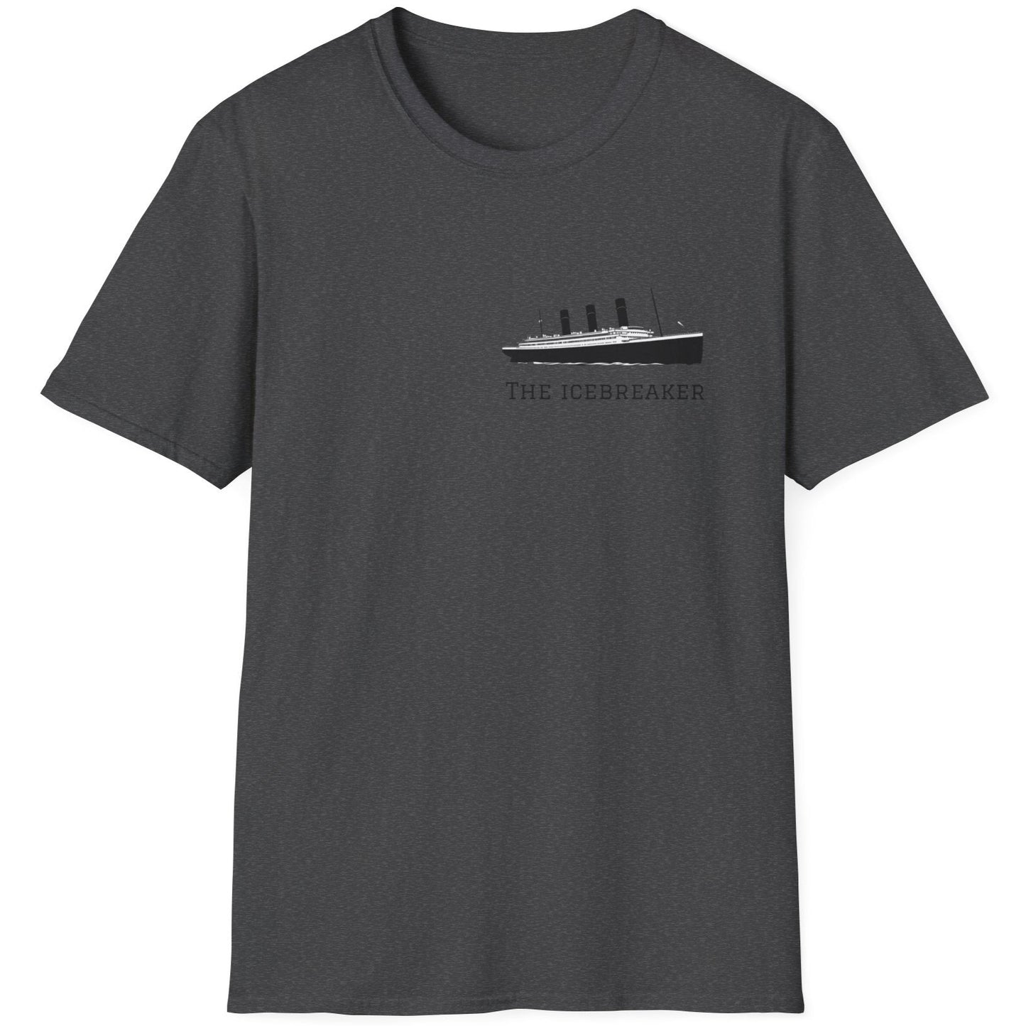 Heather grey T-Shirt with the Titanic and the text "The Icebreaker".