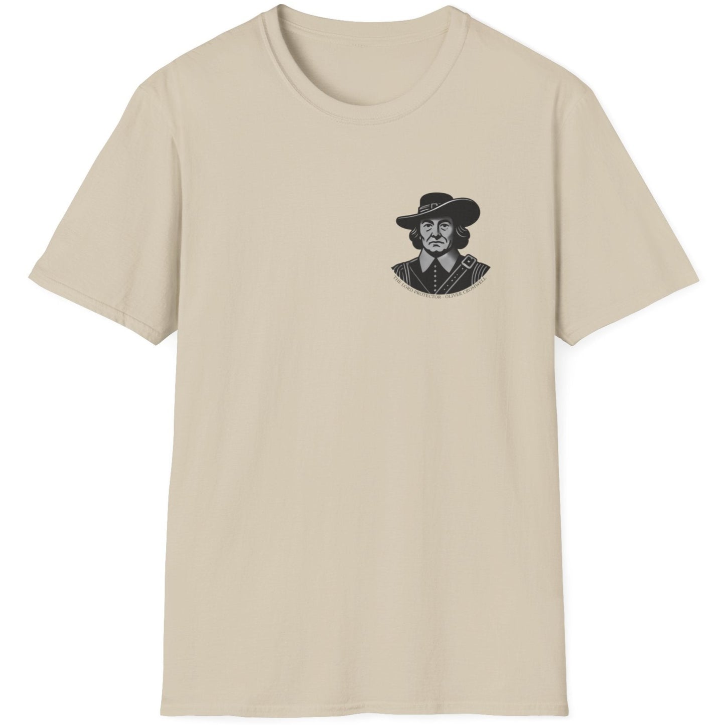 Natural T-Shirt with Oliver Cromwell as the Lord Protector.