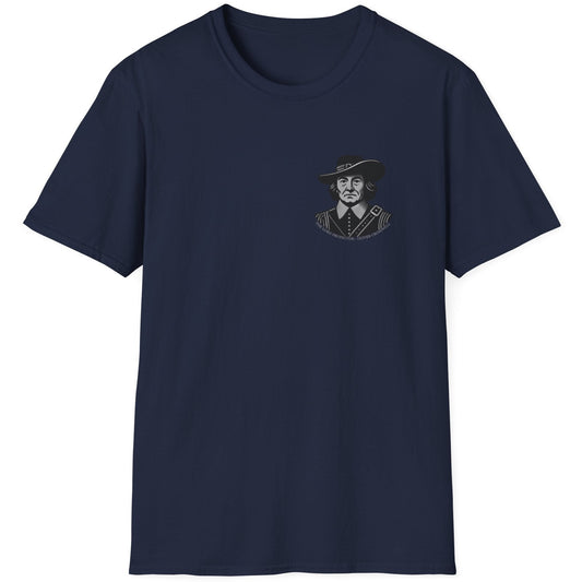 Navy T-Shirt with Oliver Cromwell as the Lord Protector.