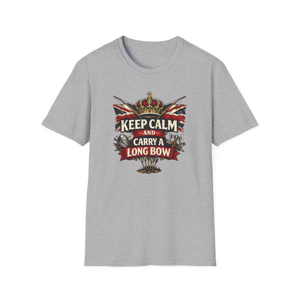 Keep Calm and Carry a Longbow T-Shirt — Vintage British Archer Graphic Tee