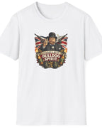 White t-shirt with a graphic of a cat lifting weights and 'Purr-Sonal Trainer' text on a white background