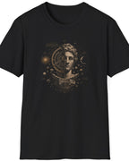 Astrology Muse T-Shirt — Cosmic Statue Sun & Moon Graphic Tee