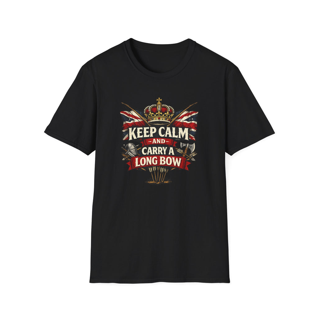 Keep Calm and Carry a Longbow T-Shirt — Vintage British Archer Graphic Tee