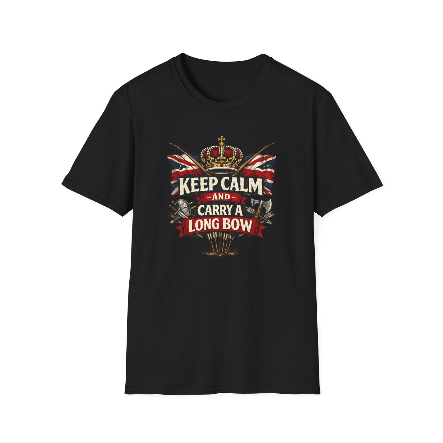 Keep Calm and Carry a Longbow T-Shirt — Vintage British Archer Graphic Tee