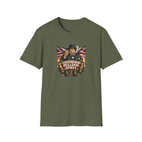Bulldog Spirit T‑Shirt — 'Let's Have a Bit of Bulldog Spirit' Vintage Churchill Tee