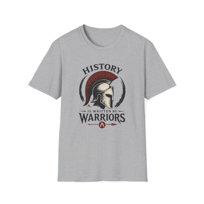 History Is Written By Warriors T-Shirt — Spartan Helmet Graphic Tee