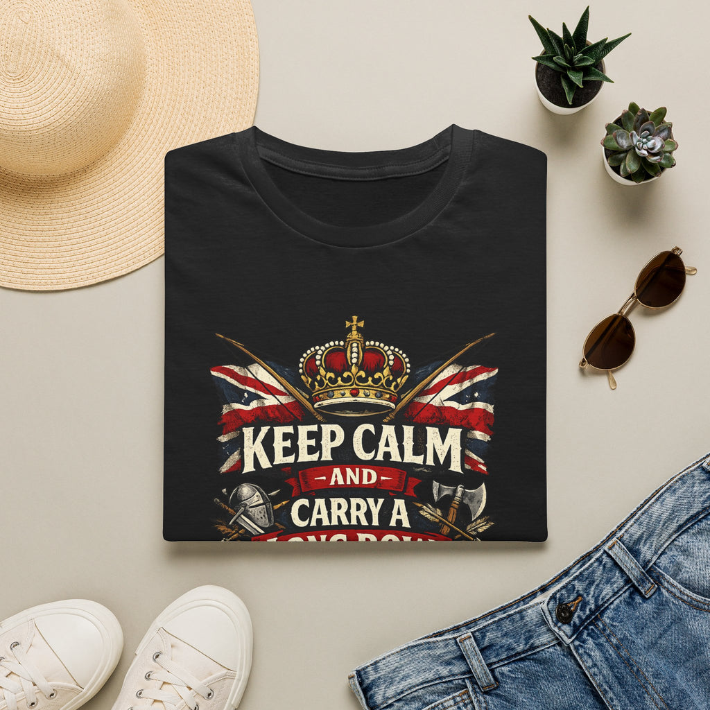 Keep Calm and Carry a Longbow T-Shirt — Vintage British Archer Graphic Tee
