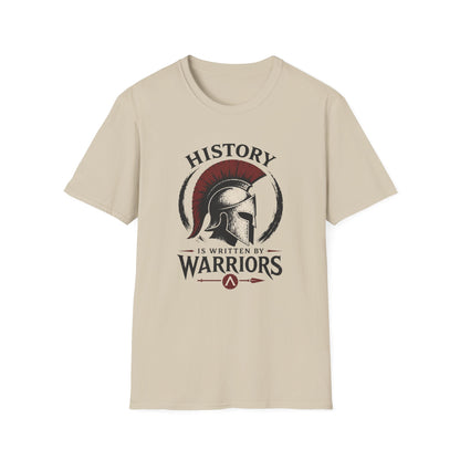 History Is Written By Warriors T-Shirt — Spartan Helmet Graphic Tee