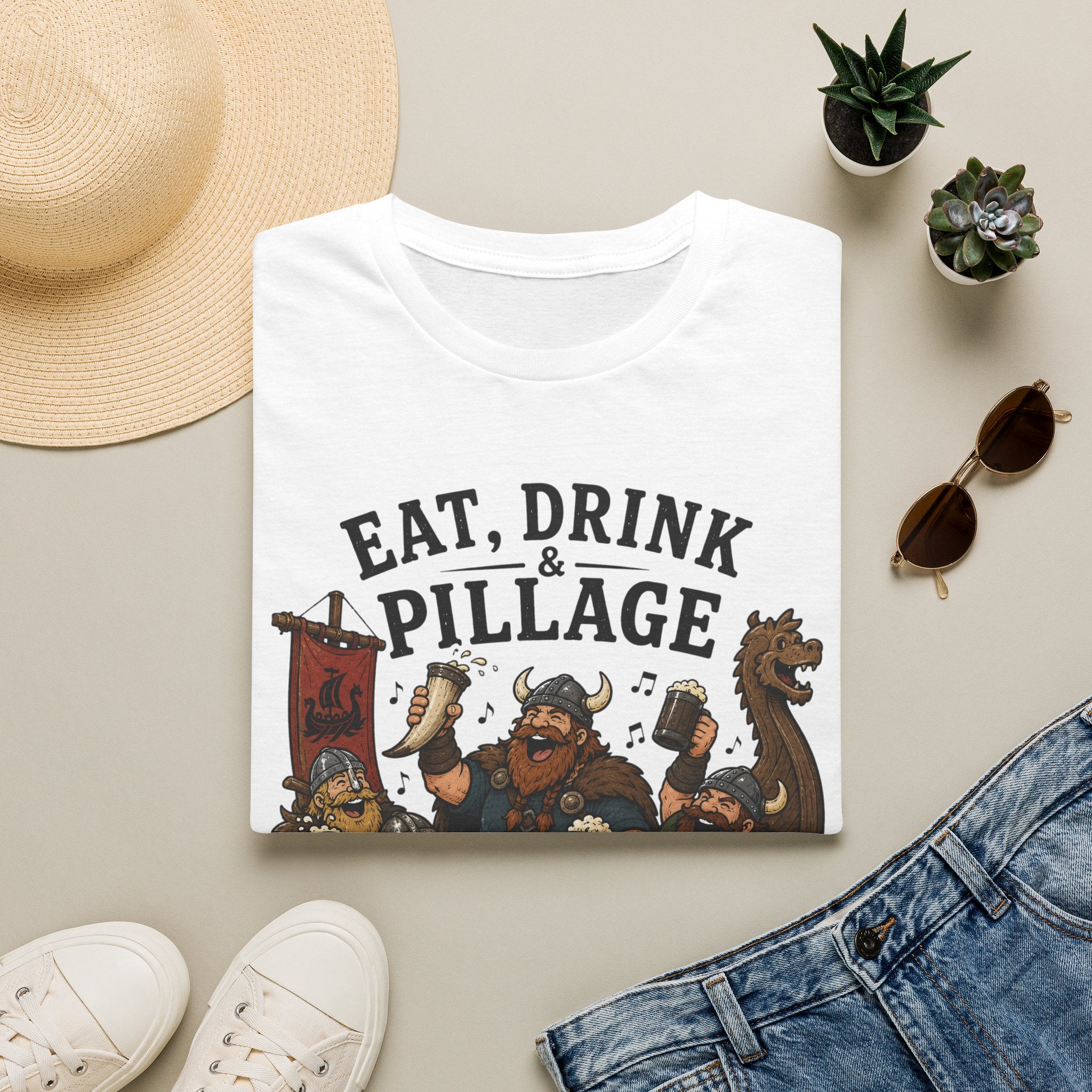 Eat, Drink & Pillage T-Shirt — Funny Viking Feast Tee