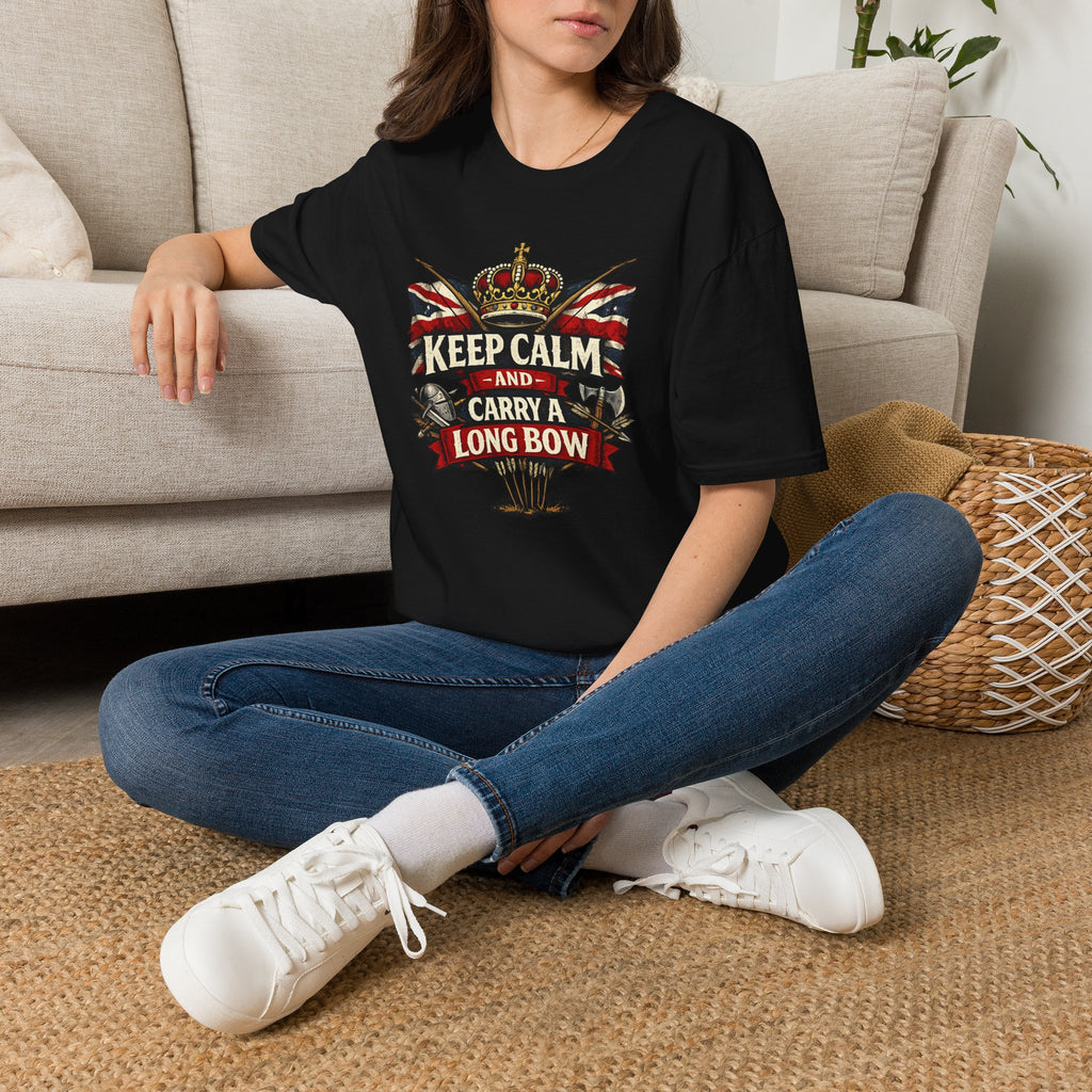 Keep Calm and Carry a Longbow T-Shirt — Vintage British Archer Graphic Tee
