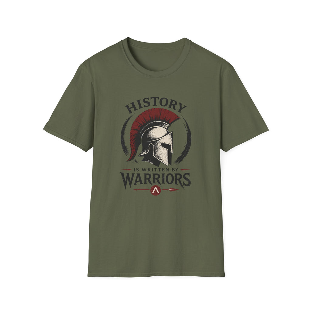 History Is Written By Warriors T-Shirt — Spartan Helmet Graphic Tee