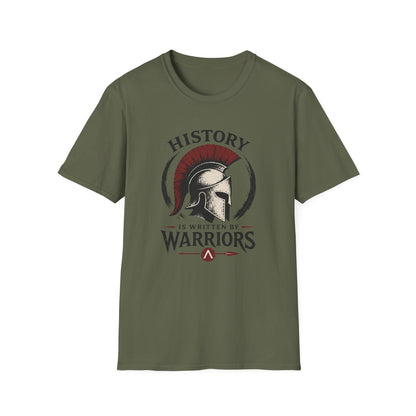 History Is Written By Warriors T-Shirt — Spartan Helmet Graphic Tee