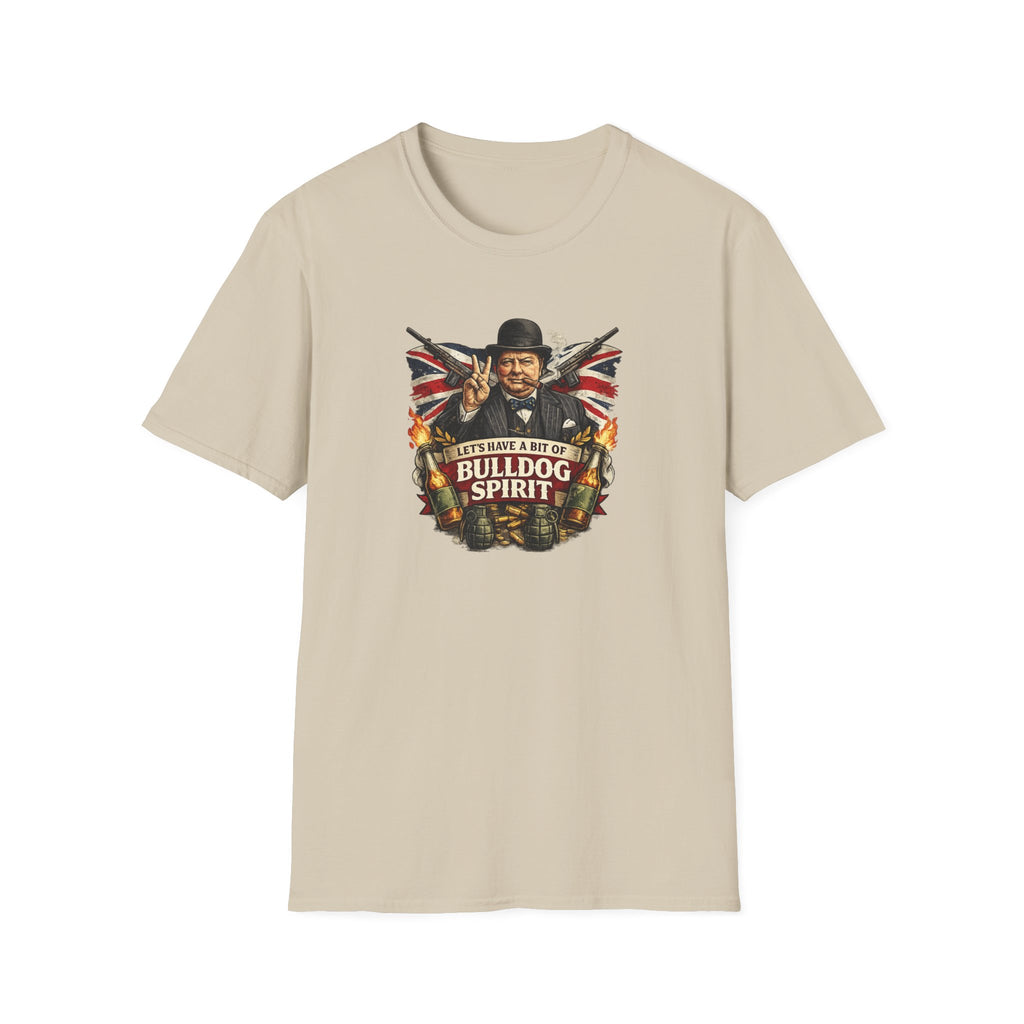 Bulldog Spirit T‑Shirt — 'Let's Have a Bit of Bulldog Spirit' Vintage Churchill Tee