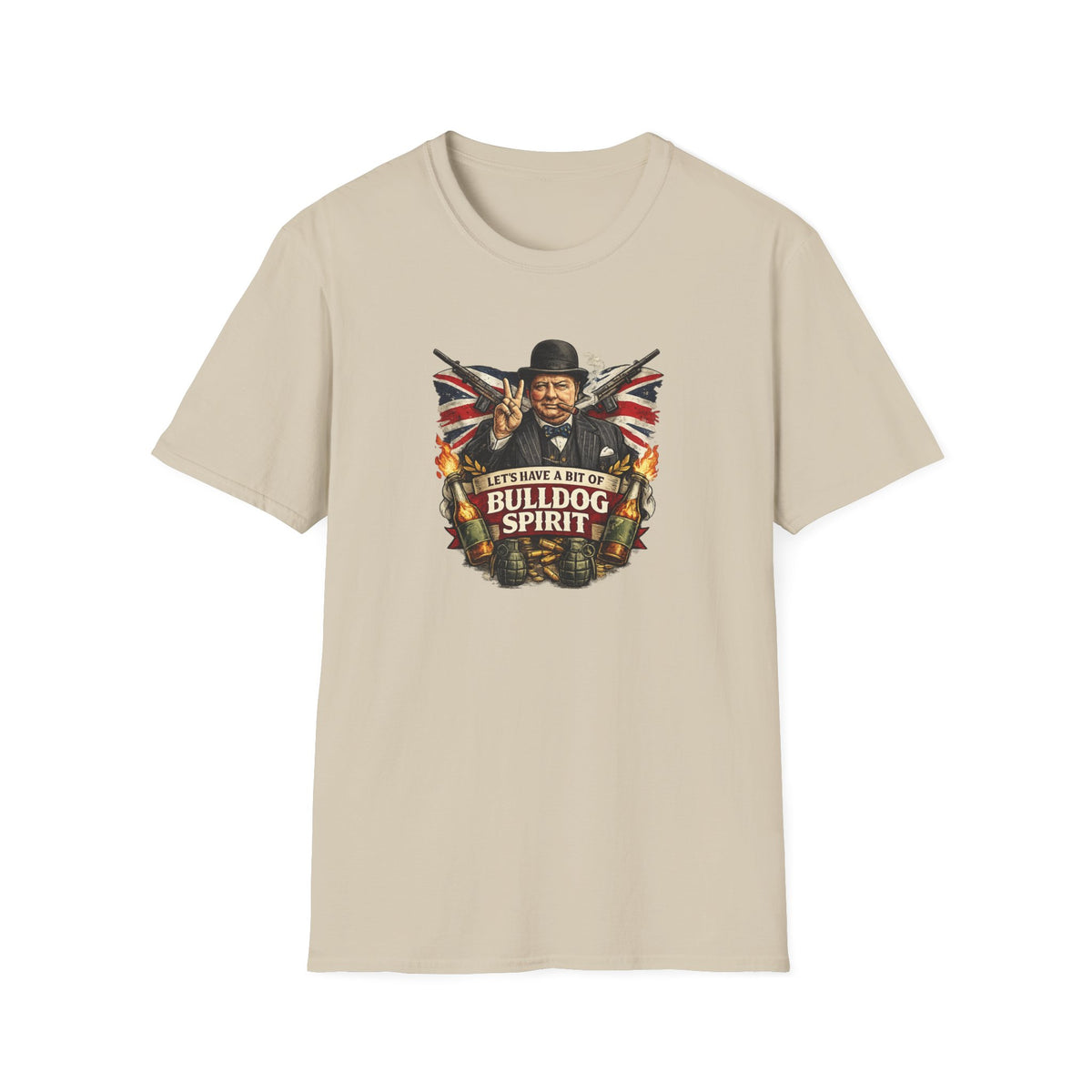 Bulldog Spirit T‑Shirt — 'Let's Have a Bit of Bulldog Spirit' Vintage Churchill Tee