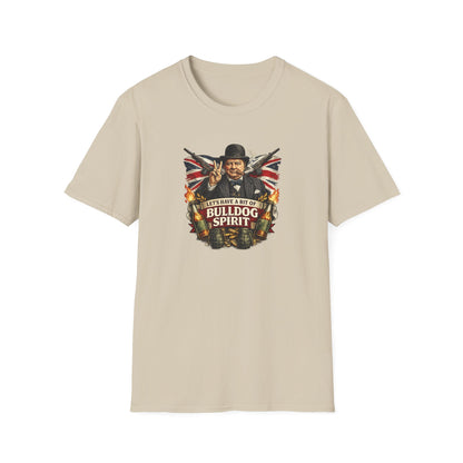 Bulldog Spirit T‑Shirt — 'Let's Have a Bit of Bulldog Spirit' Vintage Churchill Tee