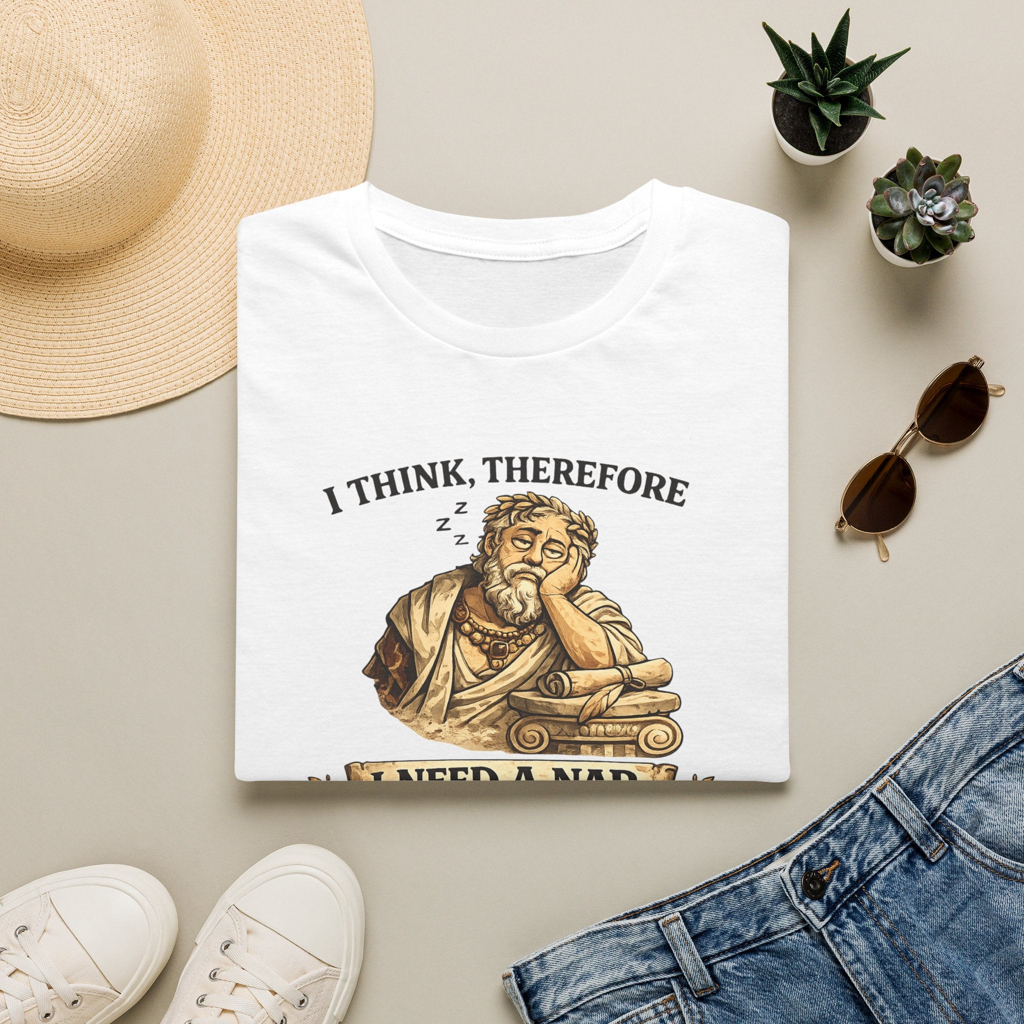 I Think, Therefore I Need a Nap T-Shirt - Funny Philosophy Sleep Tee