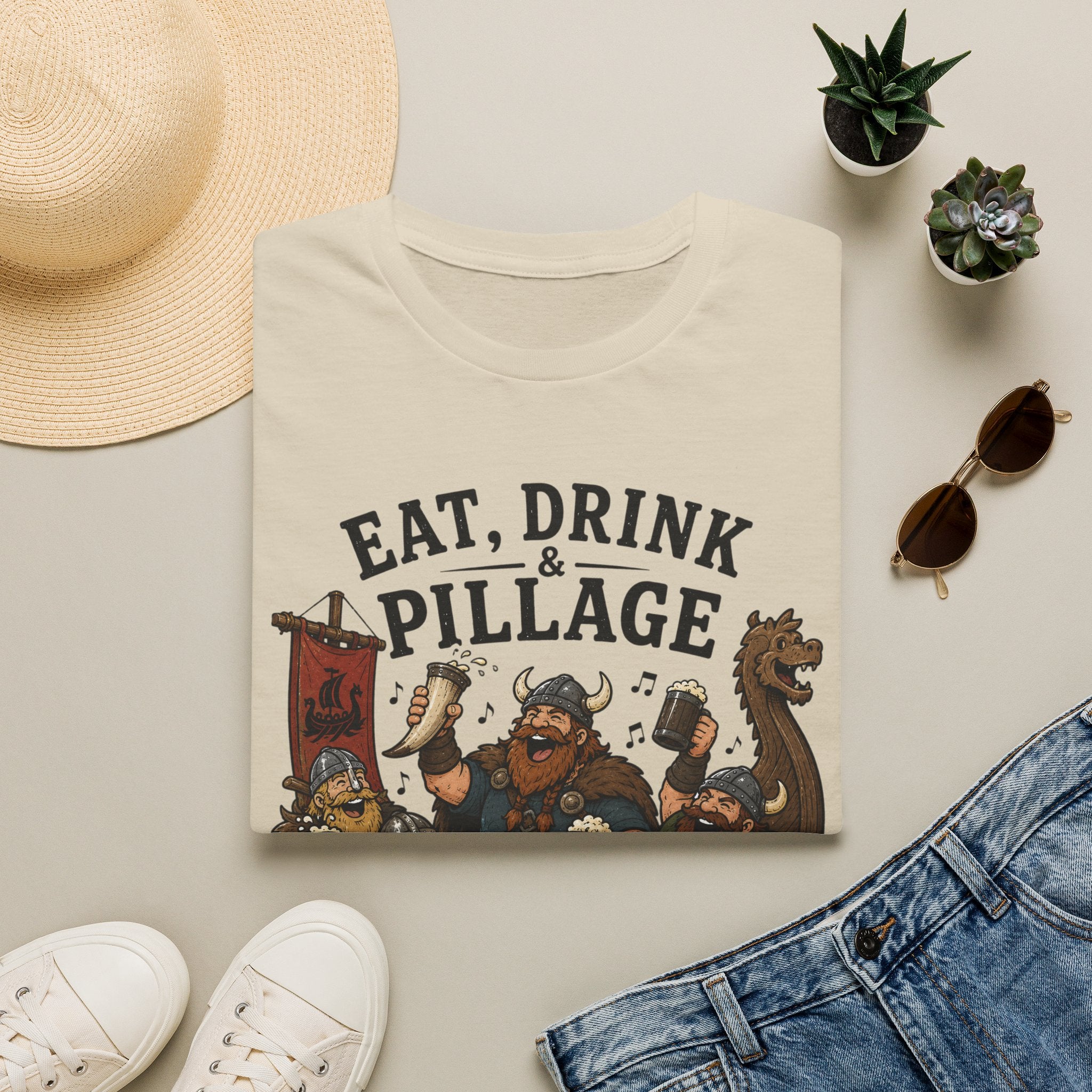 Eat, Drink & Pillage T-Shirt — Funny Viking Feast Tee