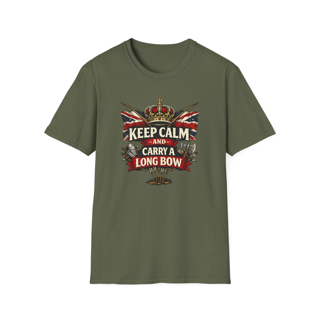 Keep Calm and Carry a Longbow T-Shirt — Vintage British Archer Graphic Tee