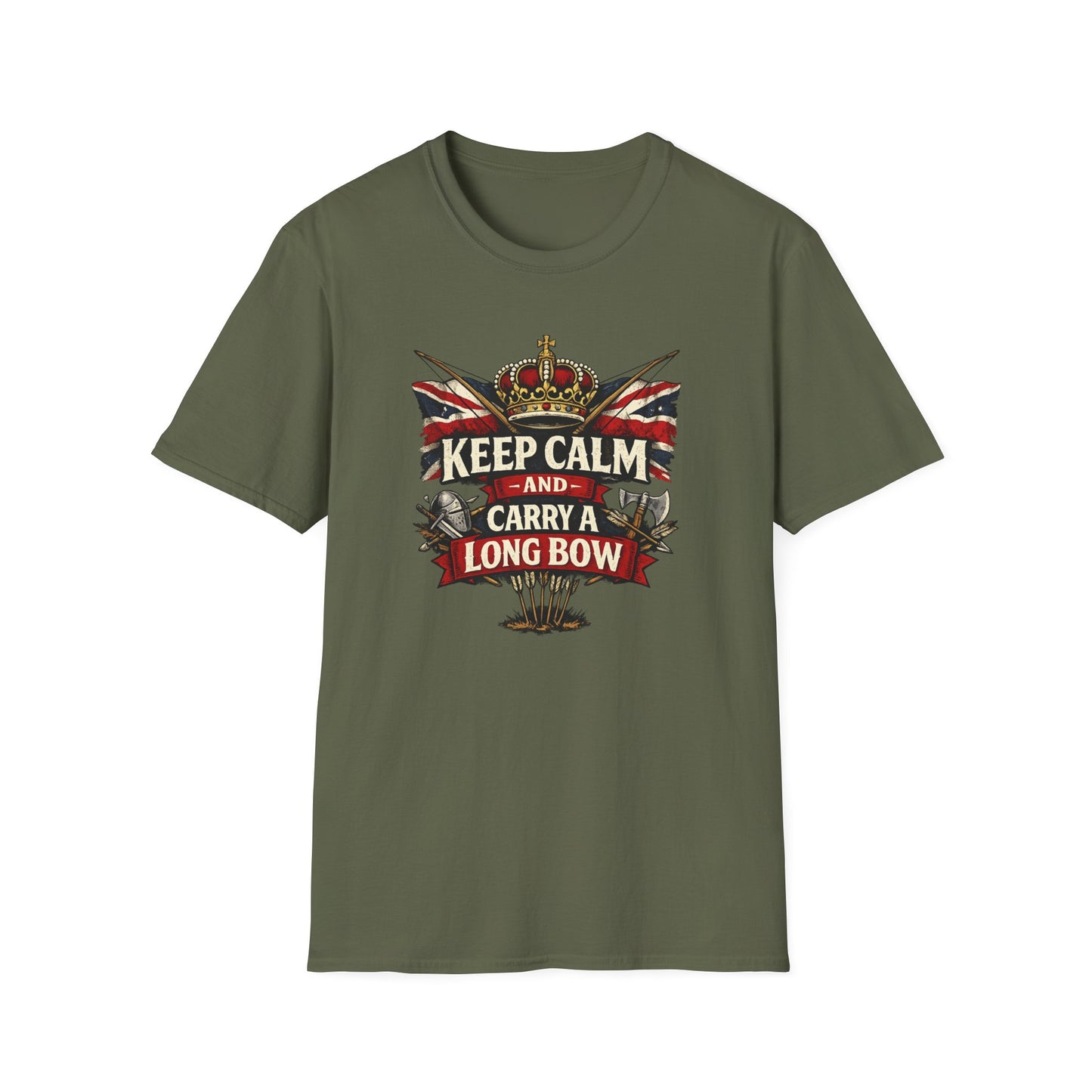 Keep Calm and Carry a Longbow T-Shirt — Vintage British Archer Graphic Tee