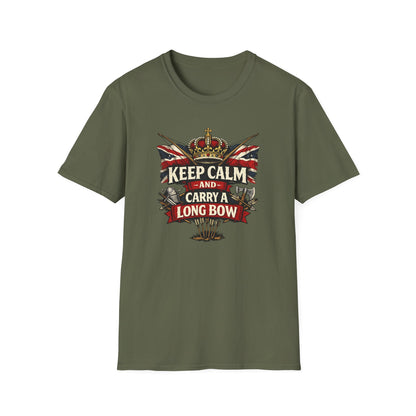 Keep Calm and Carry a Longbow T-Shirt — Vintage British Archer Graphic Tee