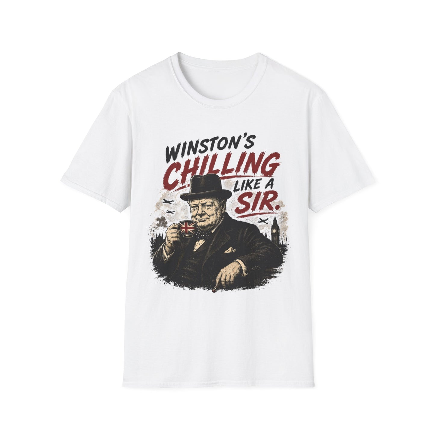 T-Shirt — "Winston’s Chilling Like a Sir" Vintage Gentleman Graphic