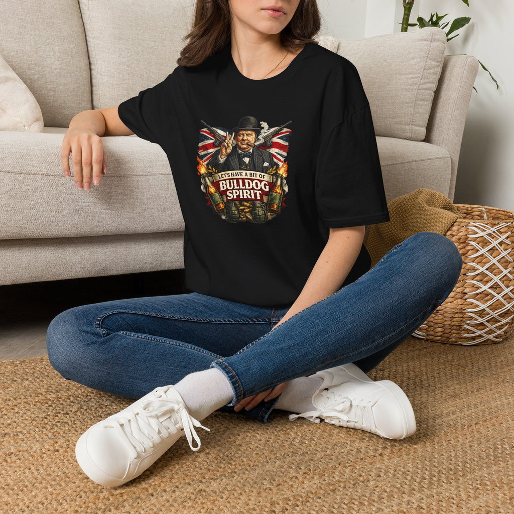 Bulldog Spirit T‑Shirt — 'Let's Have a Bit of Bulldog Spirit' Vintage Churchill Tee