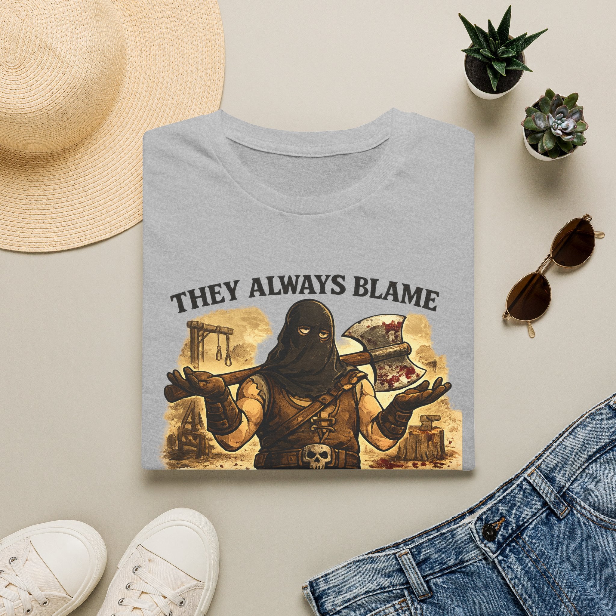 They Always Blame The Guy With The Axe T-Shirt — Viking/Medieval Axe Warrior Tee