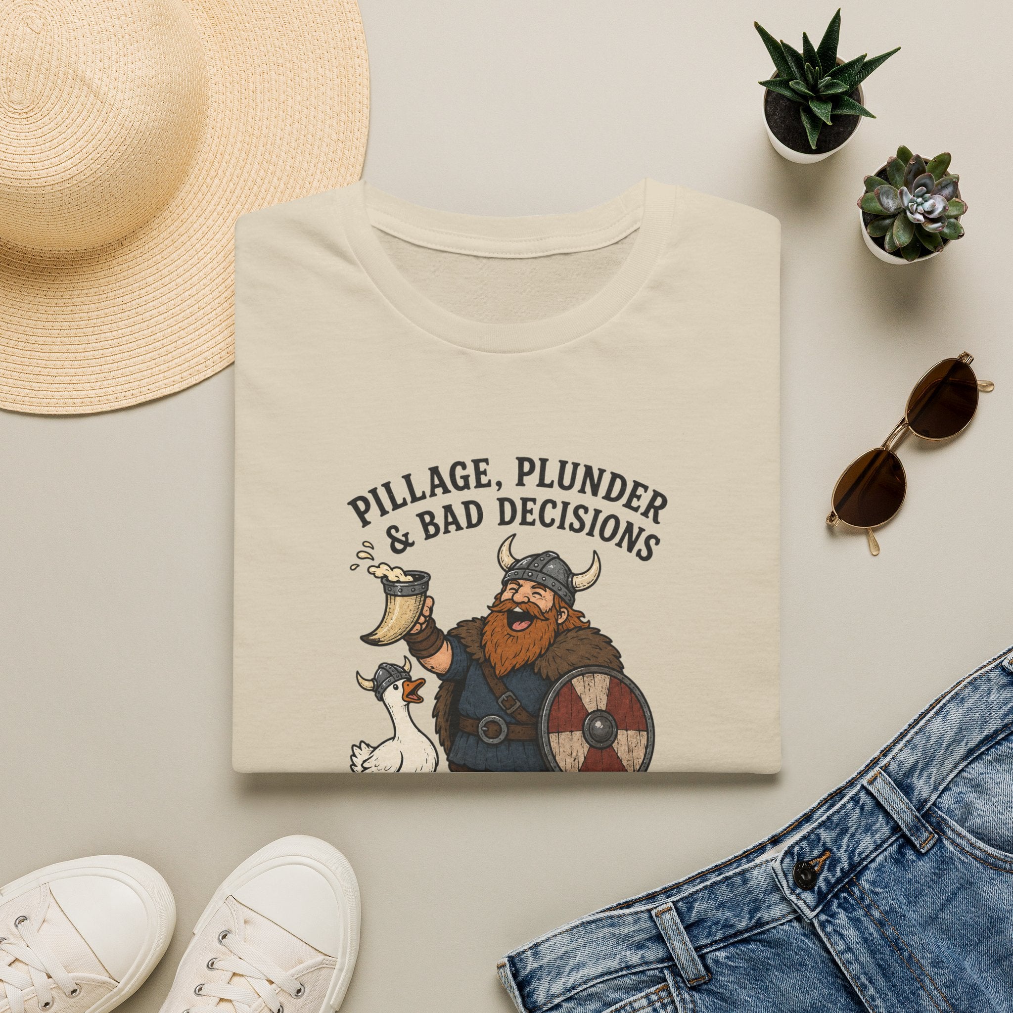 Viking T‑Shirt — "Pillage, Plunder & Bad Decisions" Graphic Tee