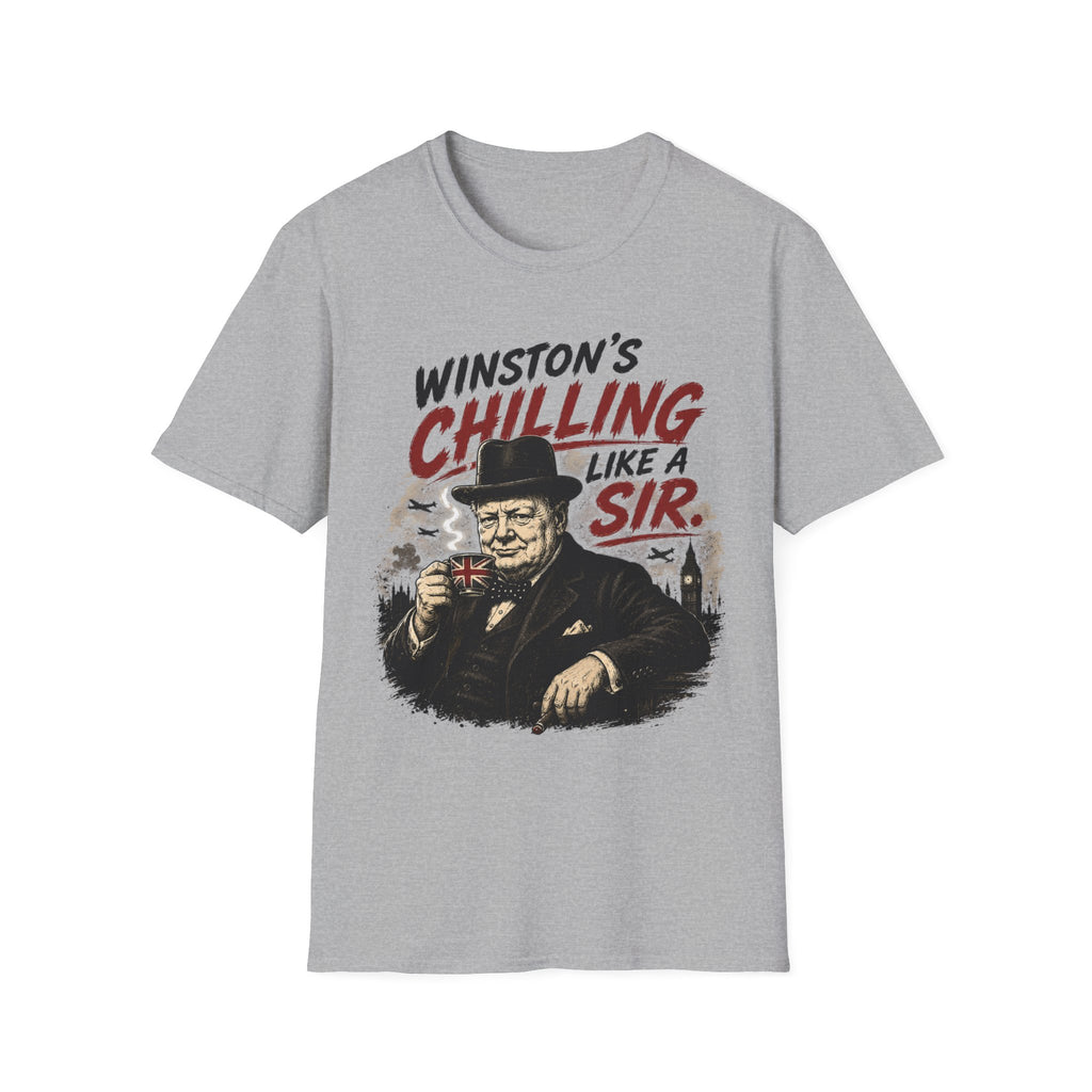 T-Shirt — "Winston’s Chilling Like a Sir" Vintage Gentleman Graphic