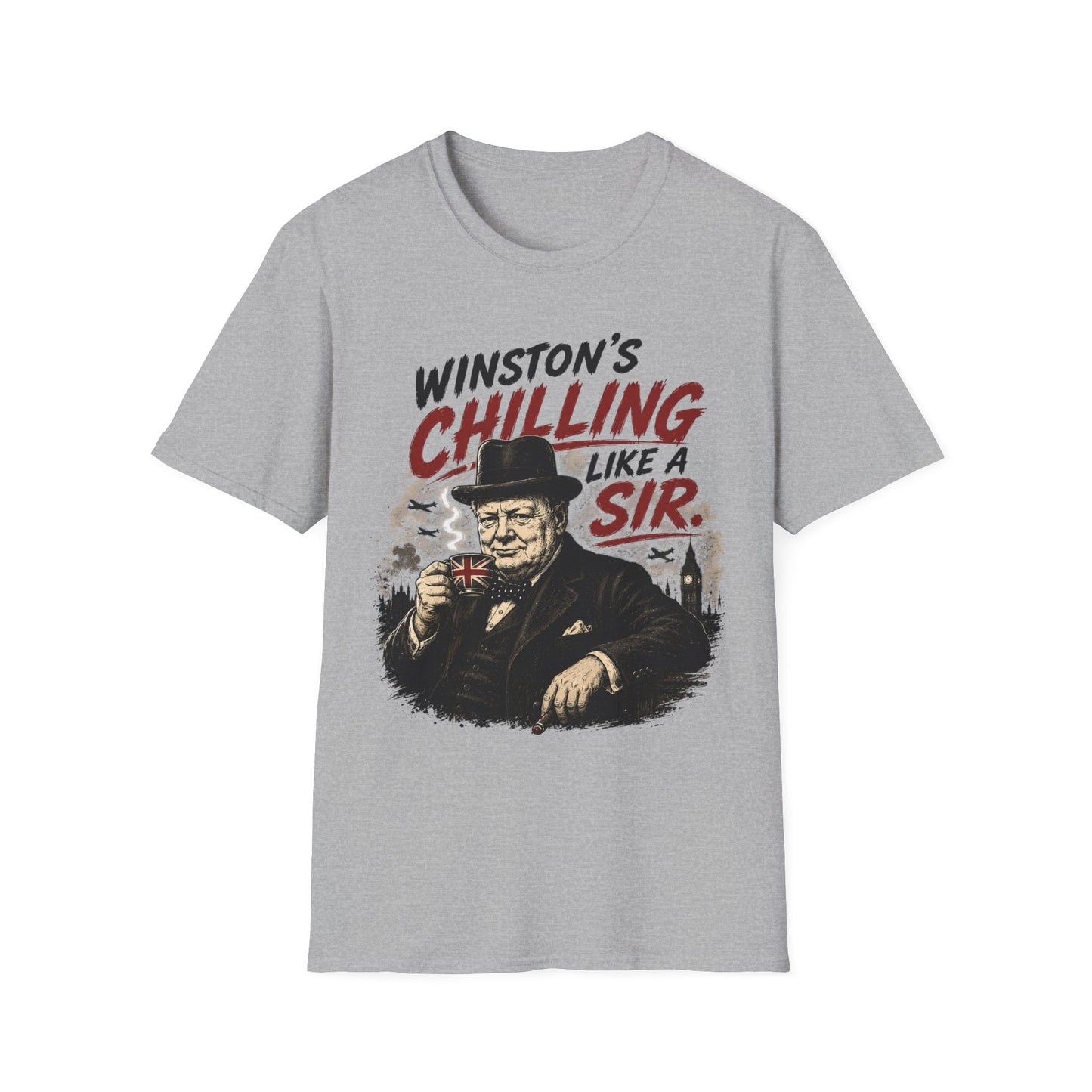 T-Shirt — "Winston’s Chilling Like a Sir" Vintage Gentleman Graphic