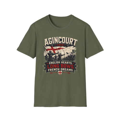 Agincourt 1415 T-Shirt — 'English Hearts, Long Bows, French Dreams' Historical Battle Tee