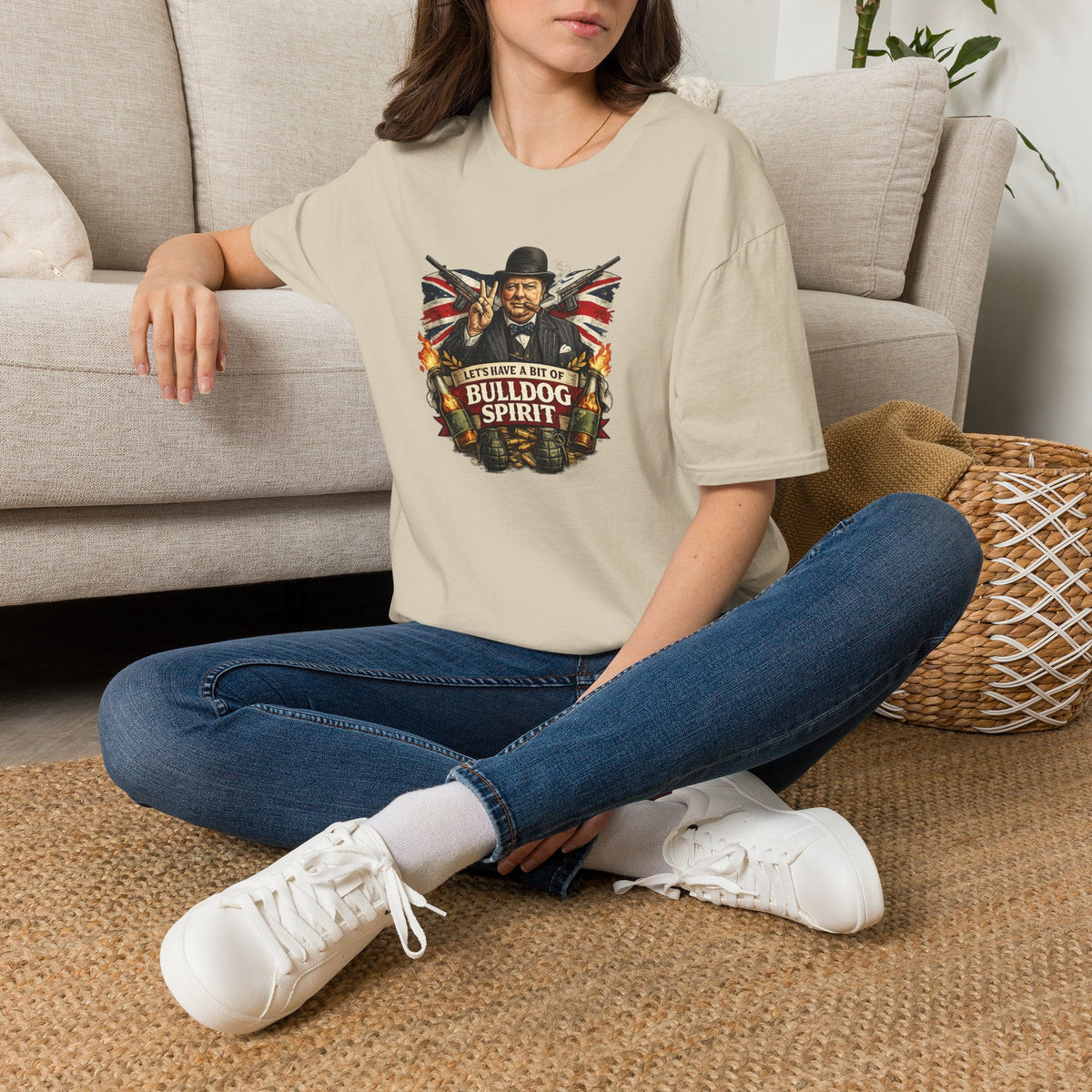 Bulldog Spirit T‑Shirt — 'Let's Have a Bit of Bulldog Spirit' Vintage Churchill Tee