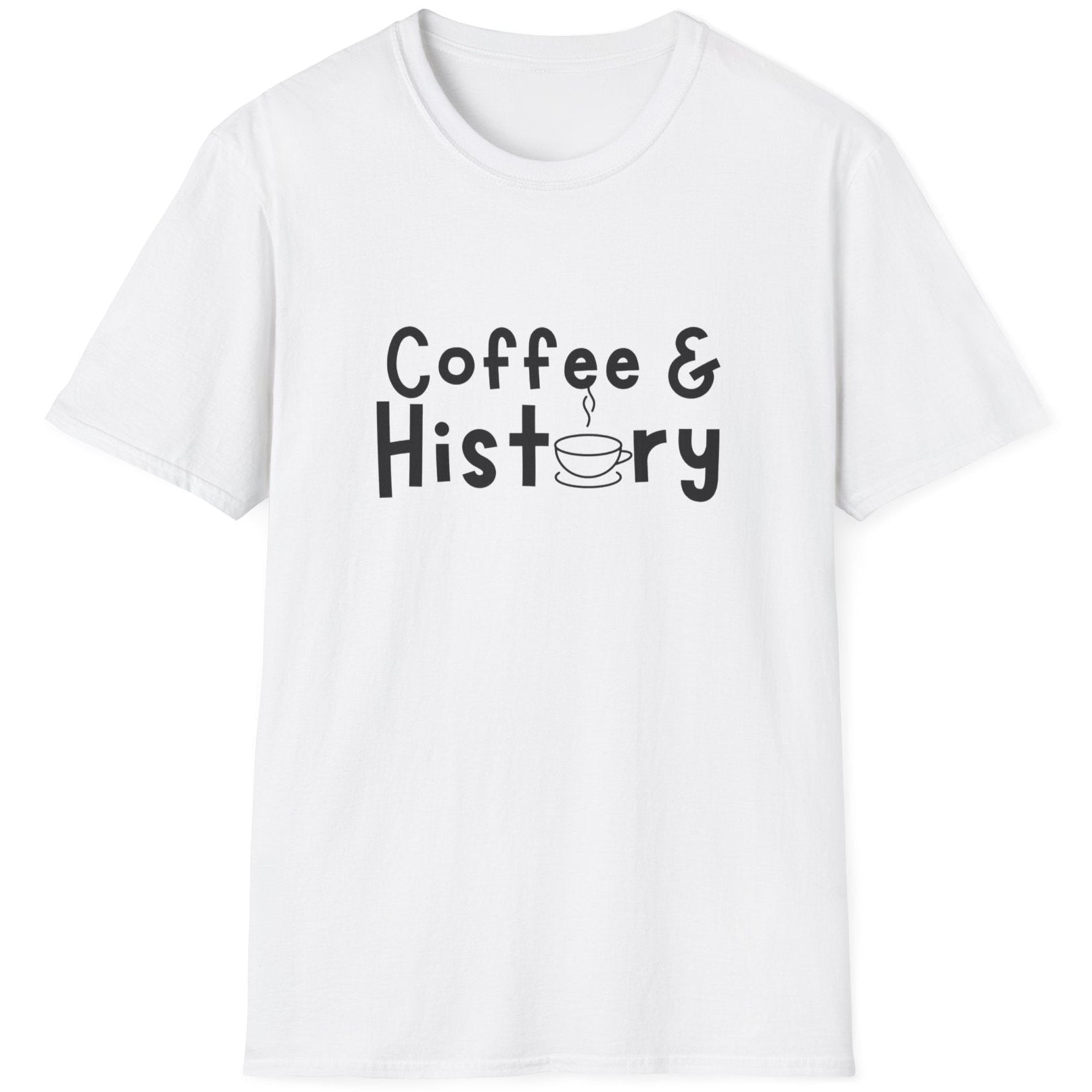 White T-Shirt with the text "Coffee & History".