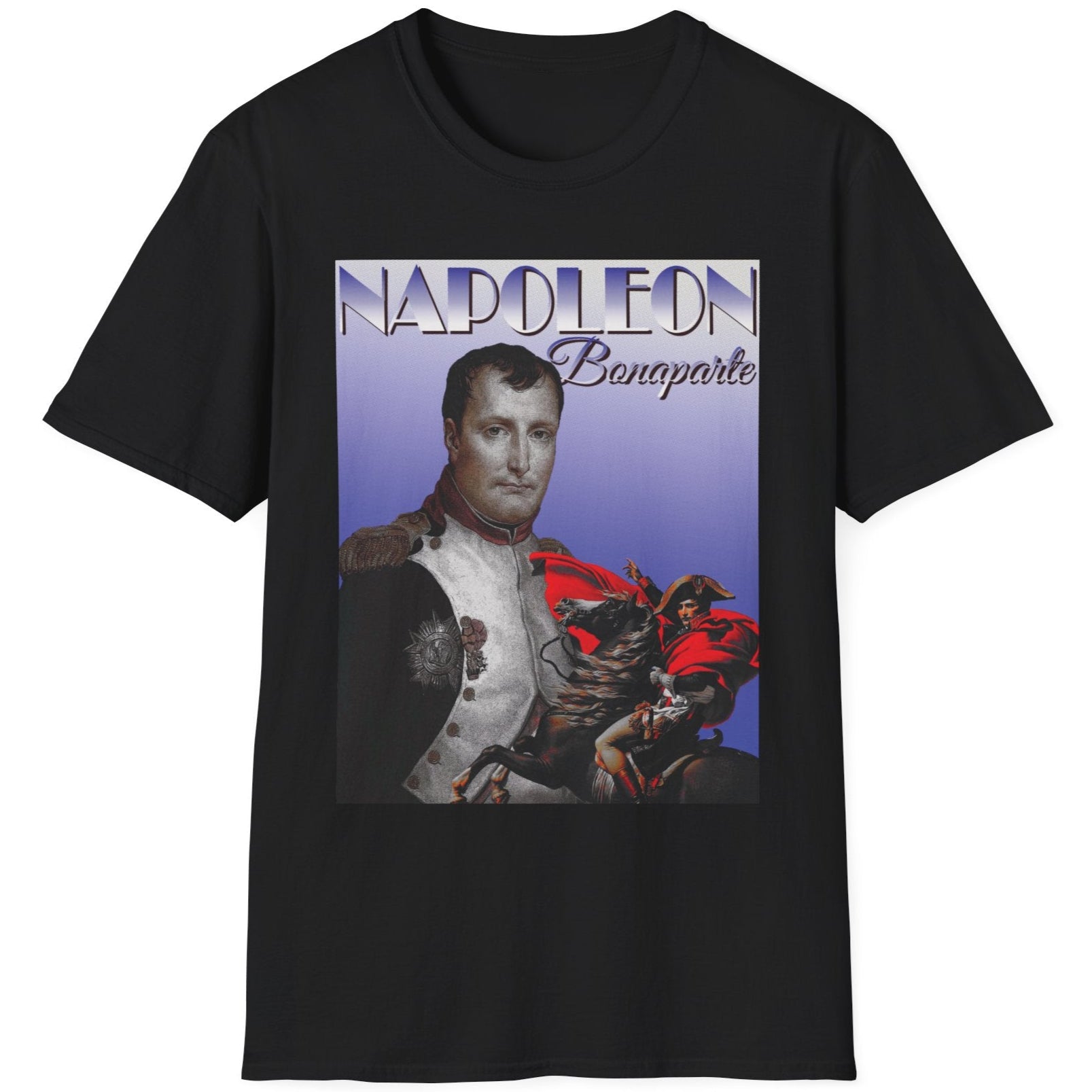 Black T-Shirt with images of Napoleon very popular mens fashion