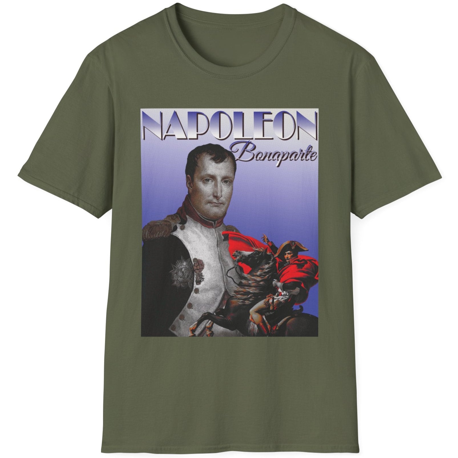 Green T-Shirt with images of Napoleon very popular mens fashion