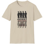 Sand T-Shirt with the text "Brothers in Arms". Image of 4 soldiers standing shoulder to shoulder and their shadow.