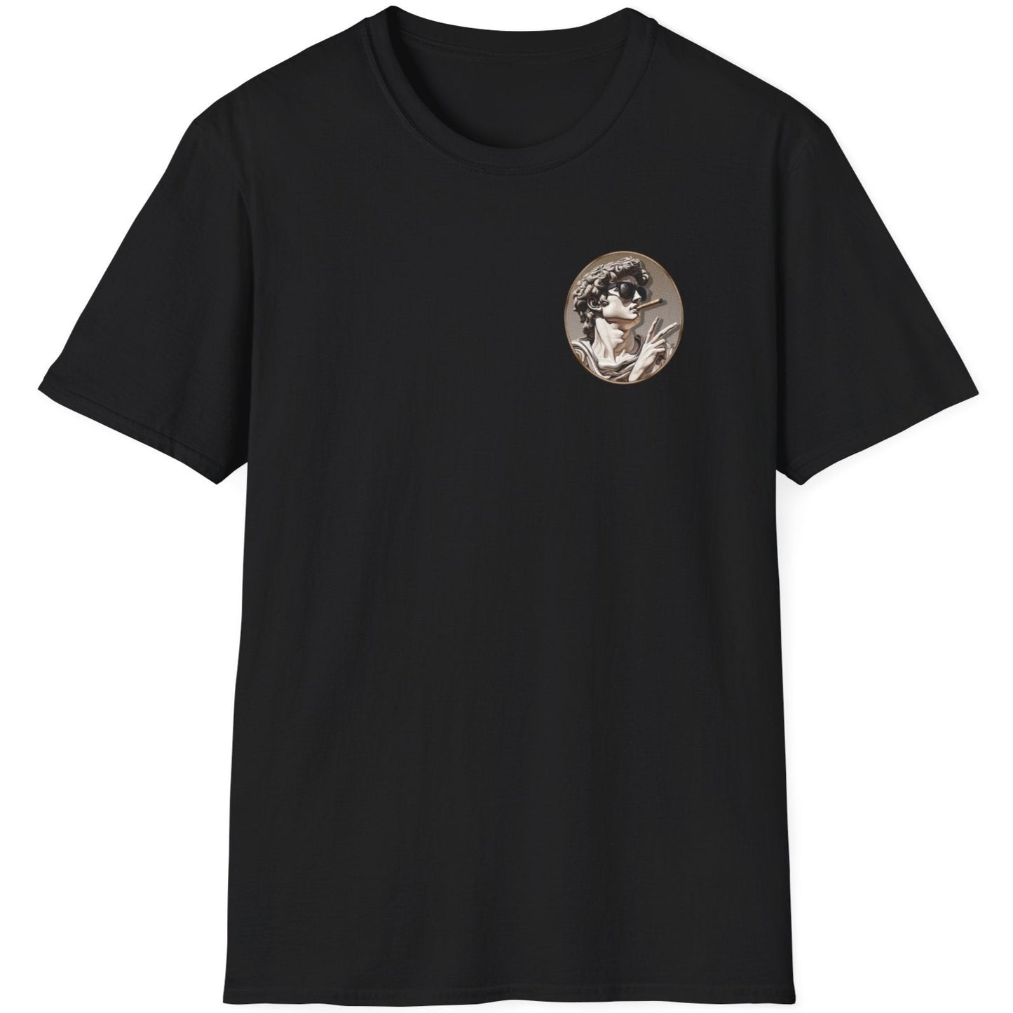 Black T-Shirt with a pocket rpint of the david statue