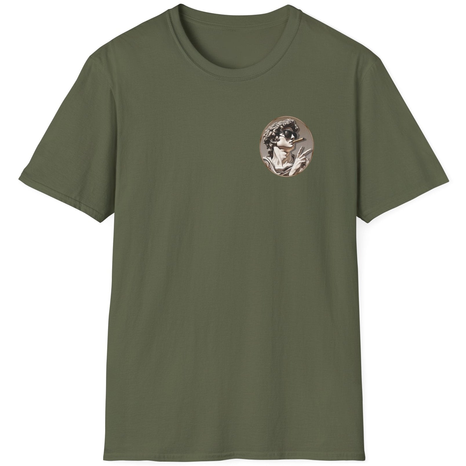 Green T-Shirt with a pocket rpint of the david statue