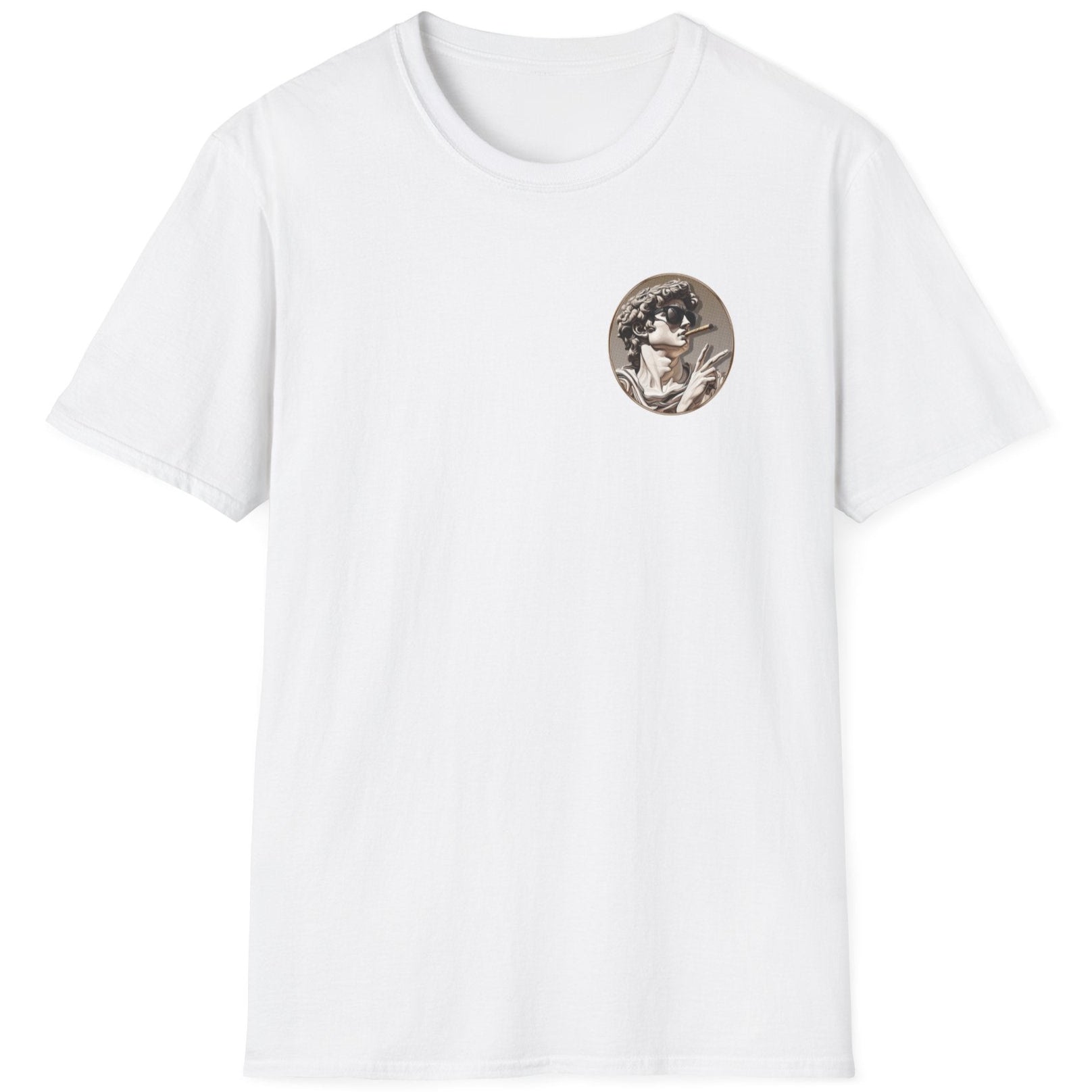 White T-Shirt with a pocket rpint of the david statue