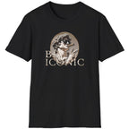 Black T-Shirt with the image of the david statue and the text "Be Iconic"