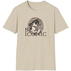 Sand T-Shirt with the image of the david statue and the text "Be Iconic"
