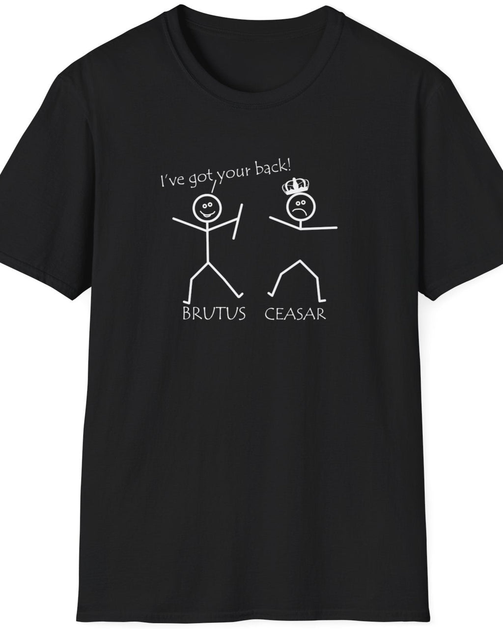 Black T-Shirt with two stick figures and teh text "Ive got your back".