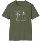 Green T-Shirt with two stick figures and teh text "Ive got your back".