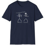 Navy T-Shirt with two stick figures and teh text "Ive got your back".