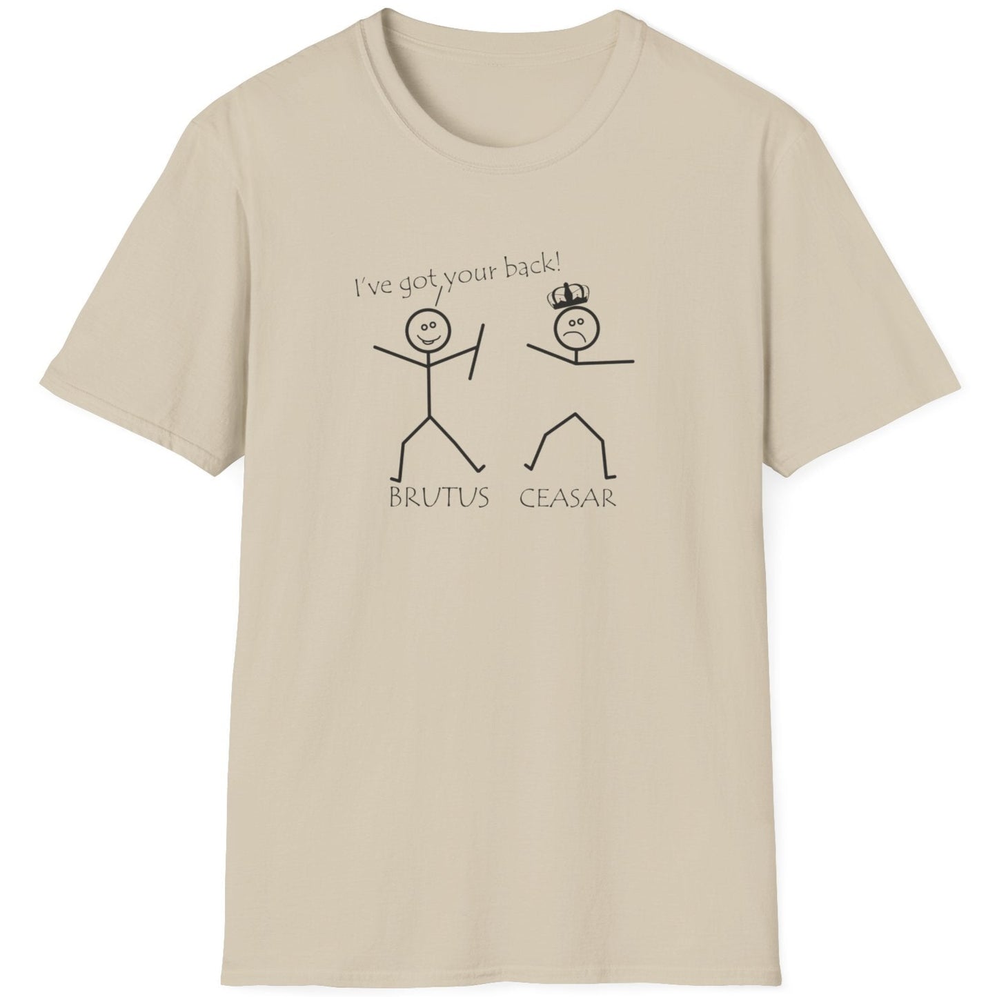 Sand T-Shirt with two stick figures and teh text "Ive got your back".