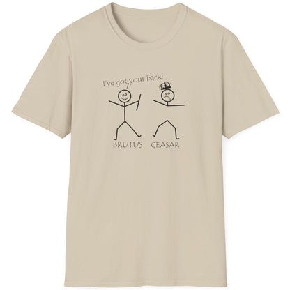 Sand T-Shirt with two stick figures and teh text "Ive got your back".