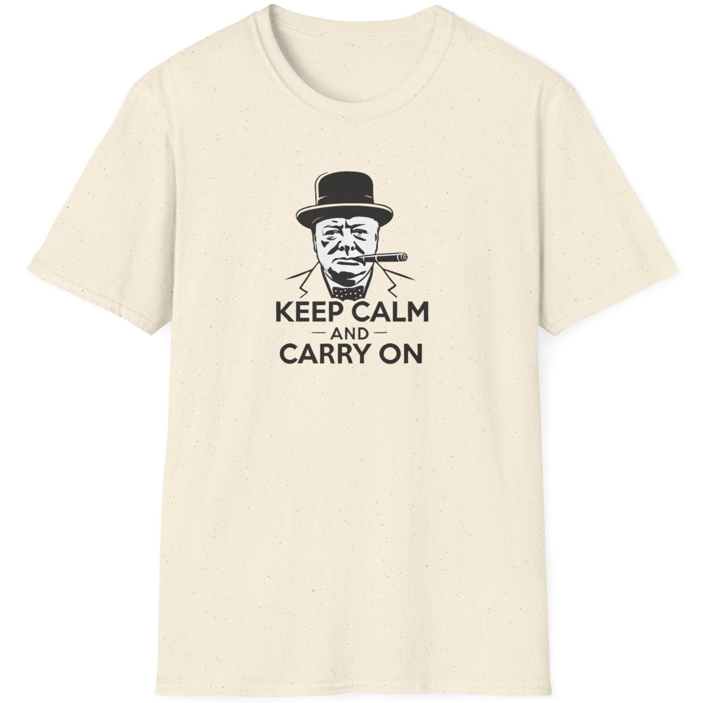 Natural T-Shirt with an image of Winston Churchill and the text "Keep Calm and Carry On"